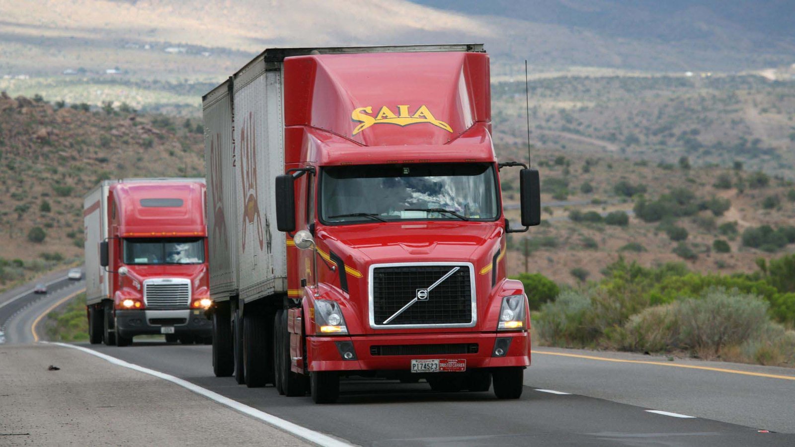 Diesel truck at speed on the interstate — 35+ years of OKC trucks kept rolling